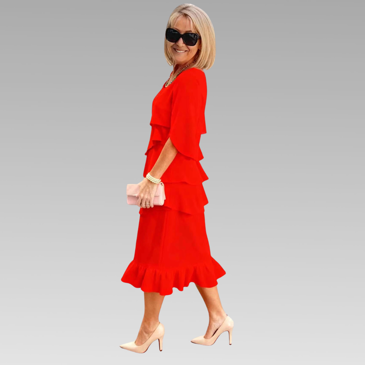 Charlotte™ | Elegant Split-Sleeve Midi Dress