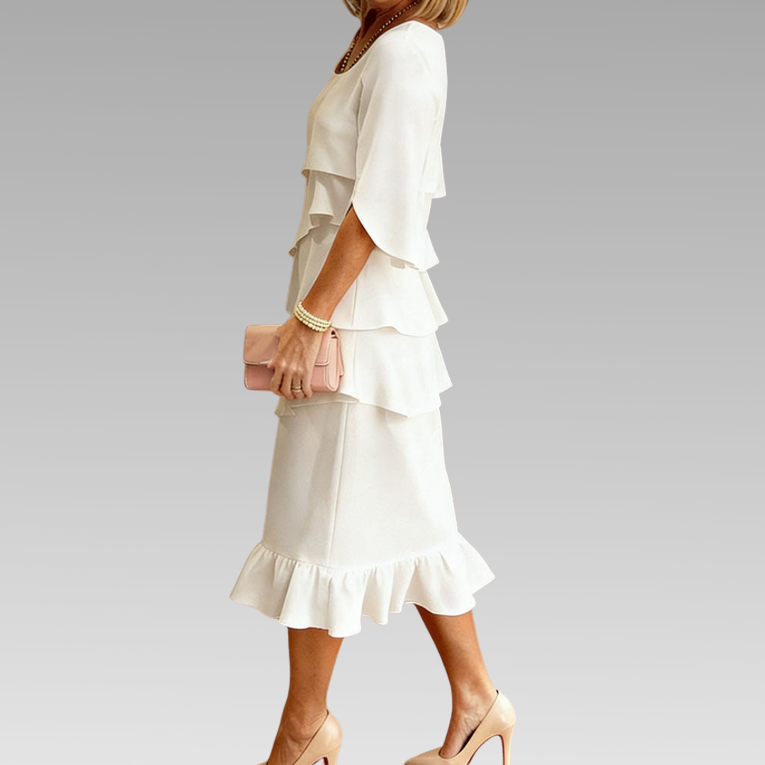 Charlotte™ | Elegant Split-Sleeve Midi Dress