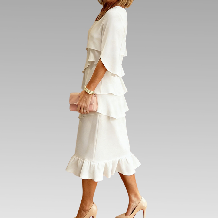 Charlotte™ | Elegant Split-Sleeve Midi Dress