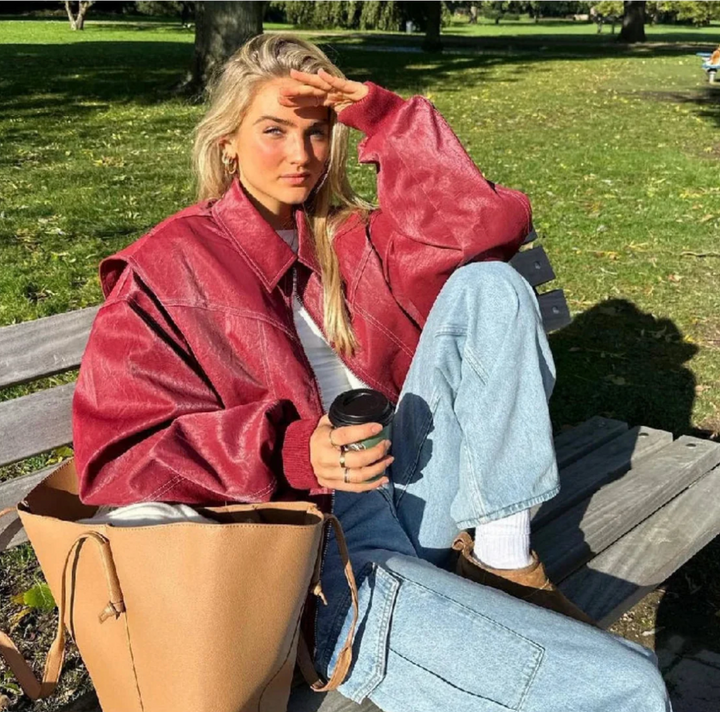 Marja | Plus Size Casual Bomber Jacket with Embroidery Details