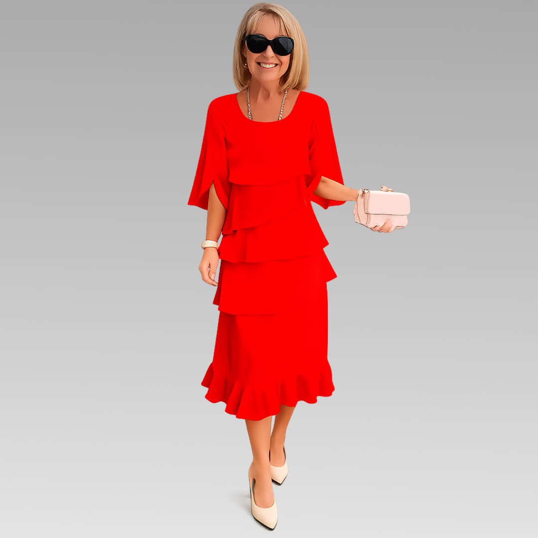 Charlotte™ | Elegant Split-Sleeve Midi Dress